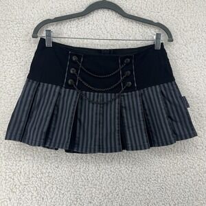 VTg Y2K Tripp NYC Black White Plaid Pleated Mini Skirt Sz M Goth Emo Punk Grunge